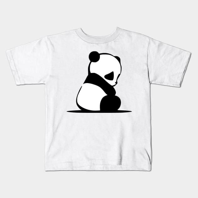 Baby Panda Silhouette Kawaii Art Logo Kids T-Shirt by AnotherOne
